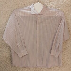 Ralph Lauren Big Fit Performance‎ Stretch Check Dress Shirt Mens 18.5 Pink Blue